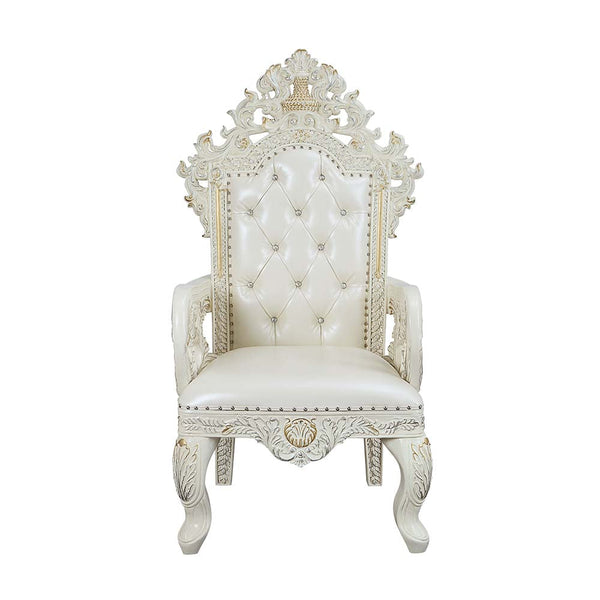 ACME Adara White PU & Antique White Finish Dining Chair Model DN01231 - MONAVILLA