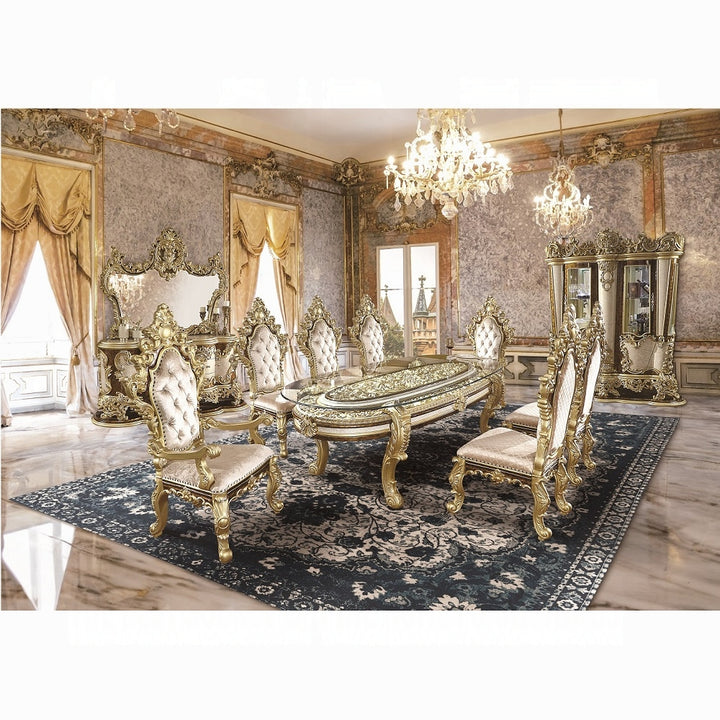 ACME Desiderius Antique Gold Dining Table Model DN60000 - MONAVILLA