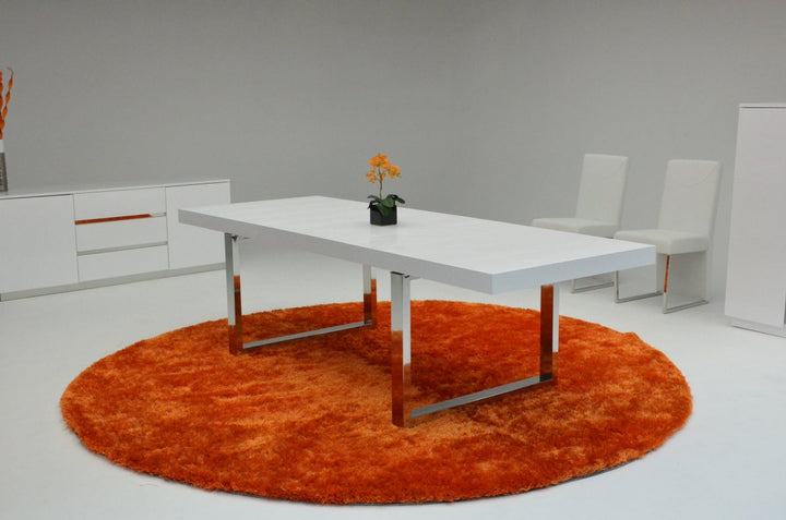 A&X Skyline White Crocodile Extendable Dining Table - MONAVILLA