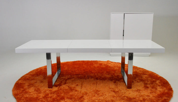 A&X Skyline White Crocodile Extendable Dining Table - MONAVILLA