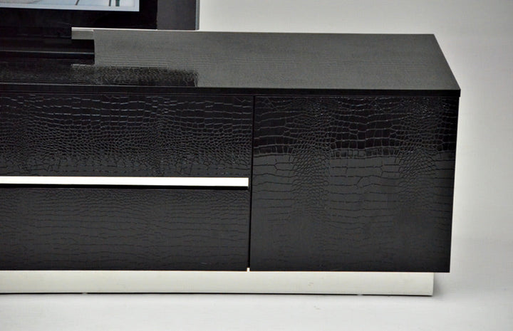 A&X Skyline Modern Black Crocodile Lacquer TV Unit - MONAVILLA