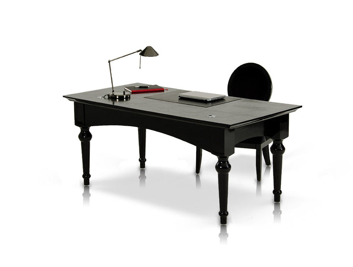 A&X Ambassador Transitional Black Crocodile Lacquer Office Desk - MONAVILLA