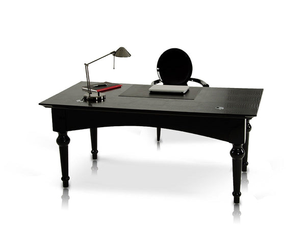 A&X Ambassador Transitional Black Crocodile Lacquer Office Desk - MONAVILLA