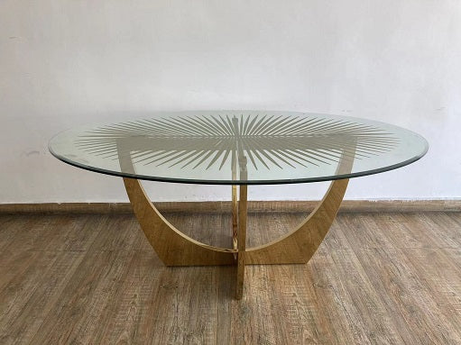 Modrest Chambers Glass & Gold Dining Table - MONAVILLA