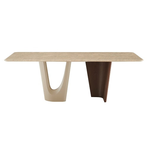 Modrest Brianna Contemporary Marble and Cream With alnut Dining Table - MONAVILLA