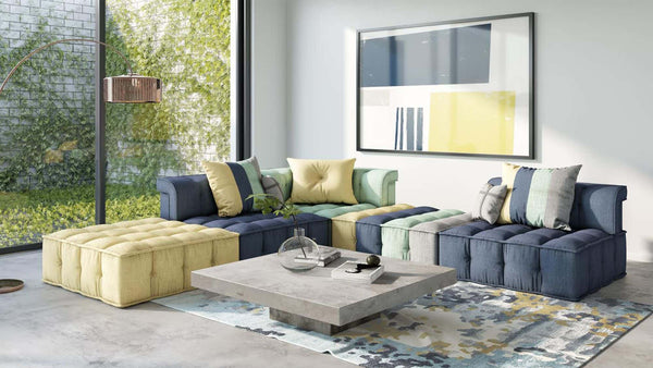 Divani Casa Dubai Modern Multicolored Fabric Modular Sectional Sofa - MONAVILLA