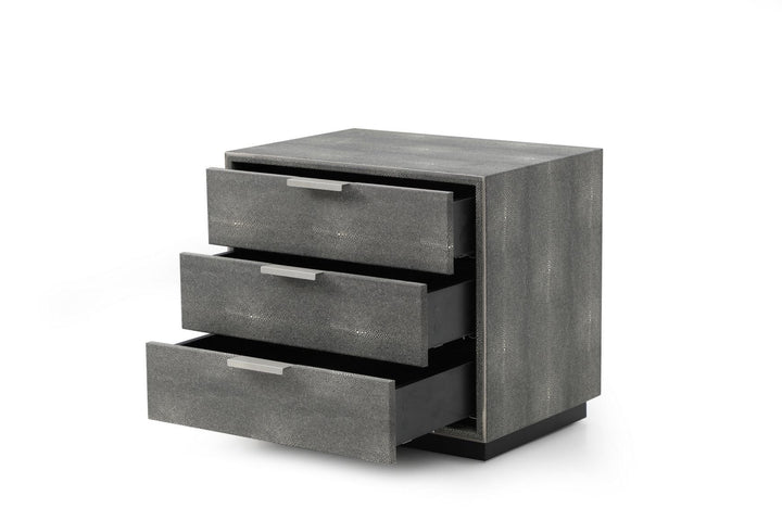 Modrest Dynasty Modern Shagreen Three Drawer Nightstand - MONAVILLA