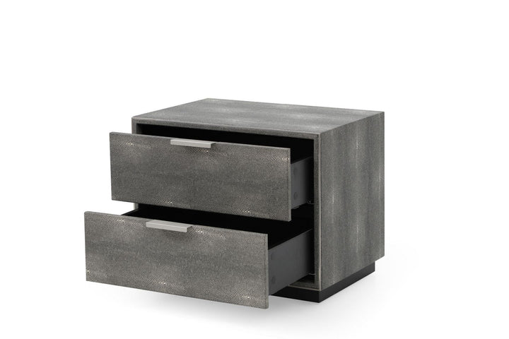 Modrest Dynasty Modern Shagreen Two Drawer Nightstand - MONAVILLA