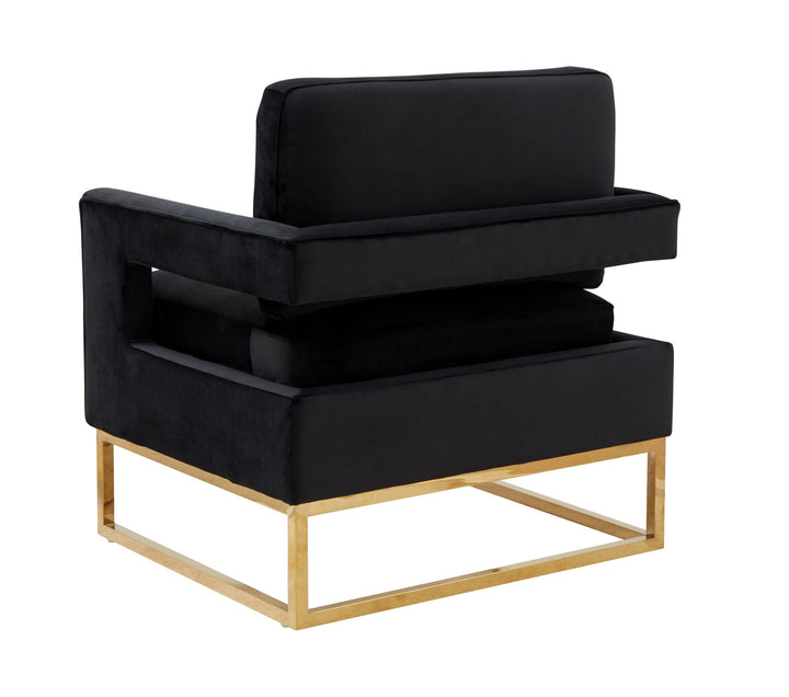 Modrest Edna Modern Black Velvet & Gold Accent Chair - MONAVILLA