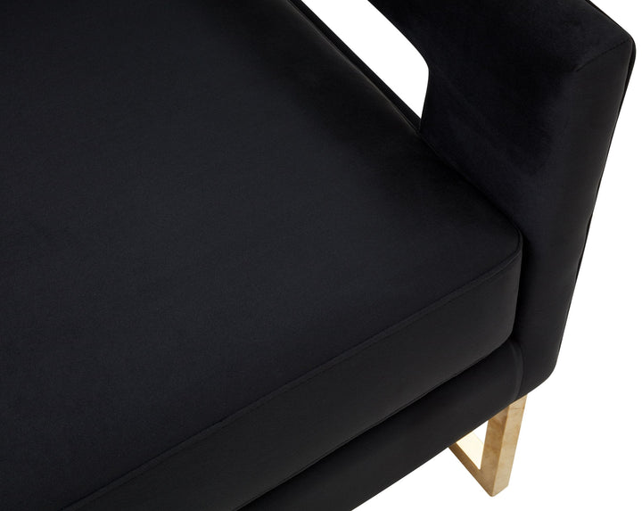 Modrest Edna Modern Black Velvet & Gold Accent Chair - MONAVILLA