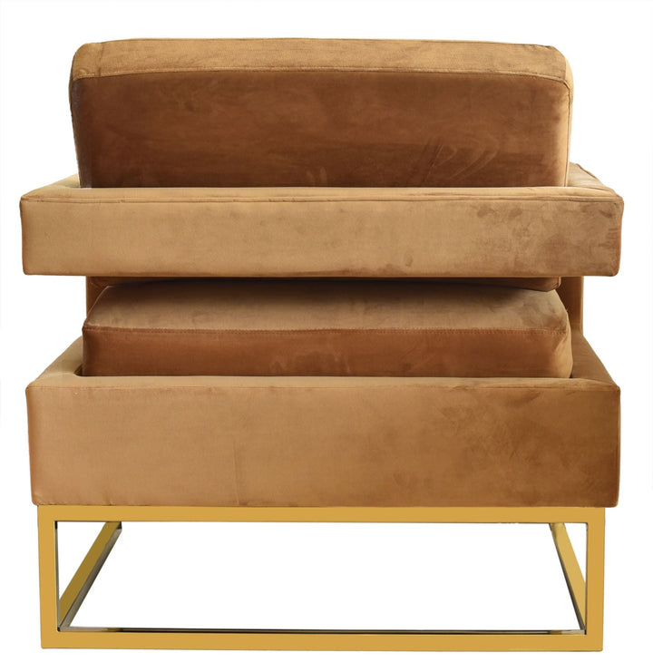 Modrest Edna Camel Velvet & Gold Accent Chair - MONAVILLA