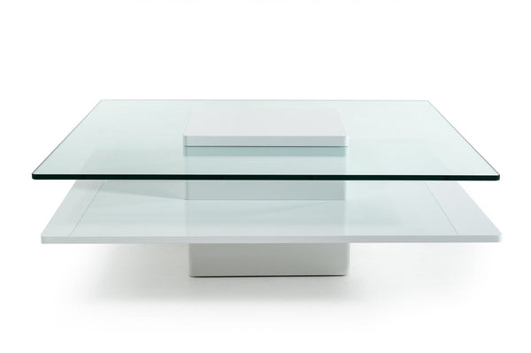 Modrest Emulsion Modern White Glass Coffee Table - MONAVILLA