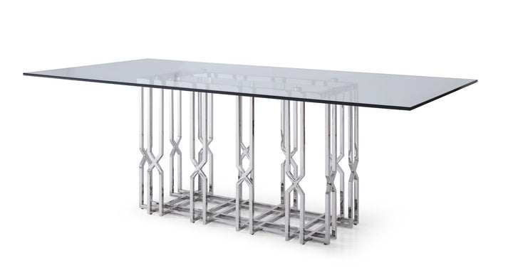 Modrest Ericson Modern Glass & Stainless Steel Dining Table - MONAVILLA