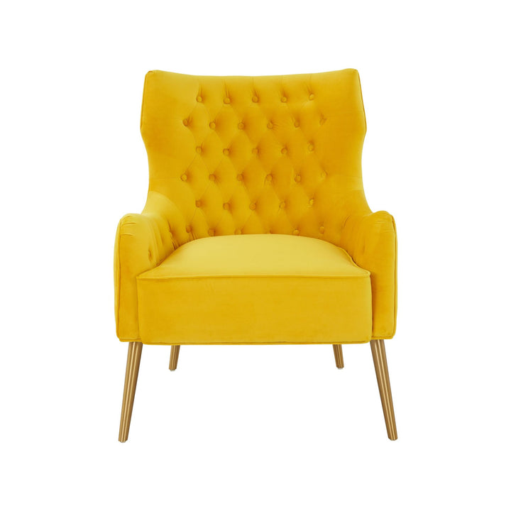 Modrest Everly Contemporary Velvet Yellow Accent Chair - MONAVILLA