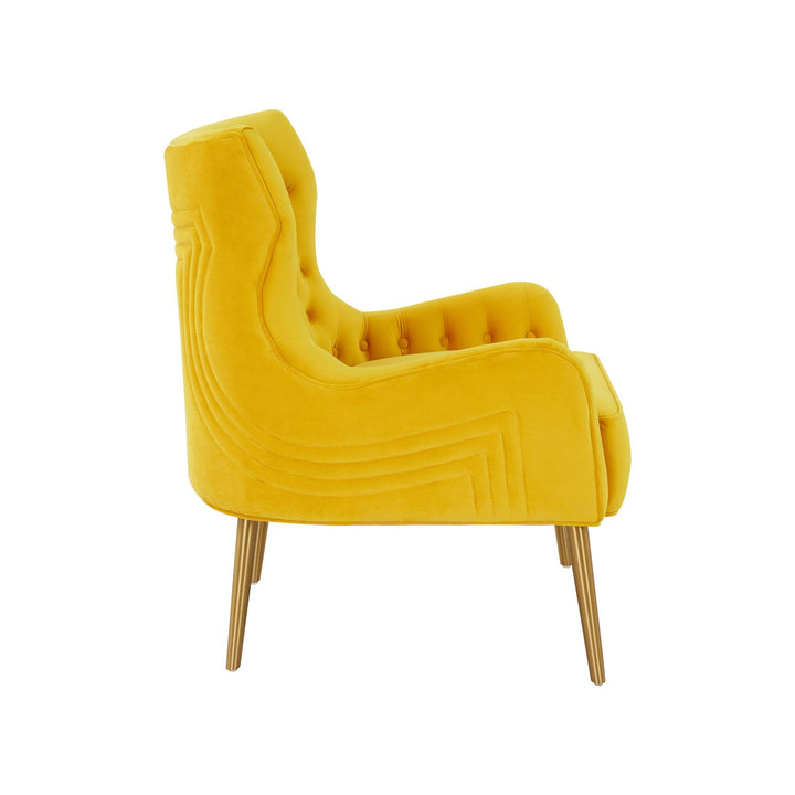 Modrest Everly Contemporary Velvet Yellow Accent Chair - MONAVILLA