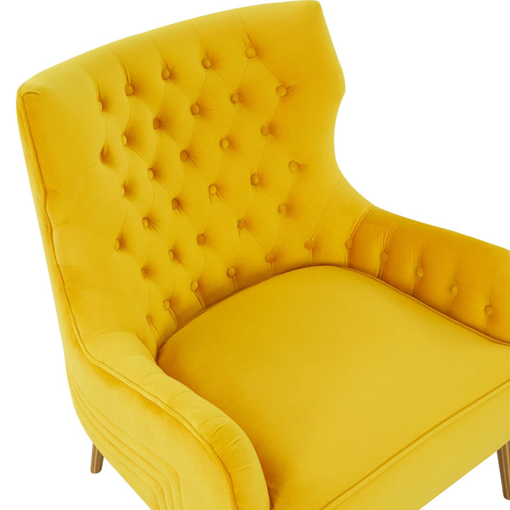 Modrest Everly Contemporary Velvet Yellow Accent Chair - MONAVILLA