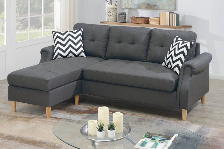 Poundex Reversible Sectional with 2 Accent Pillow Model F6459 - MONAVILLA