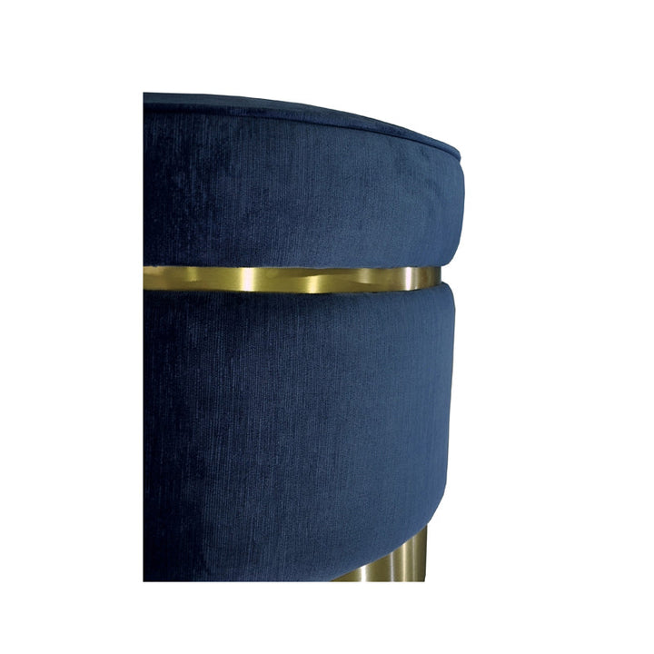 Divani Casa Tenaya Modern Blue Velvet & Gold Ottoman - MONAVILLA