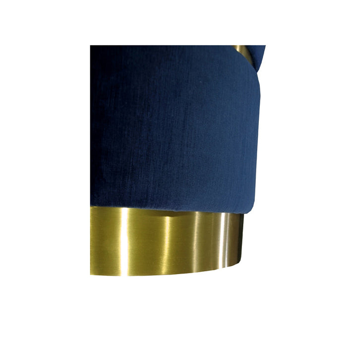 Divani Casa Tenaya Modern Blue Velvet & Gold Ottoman - MONAVILLA