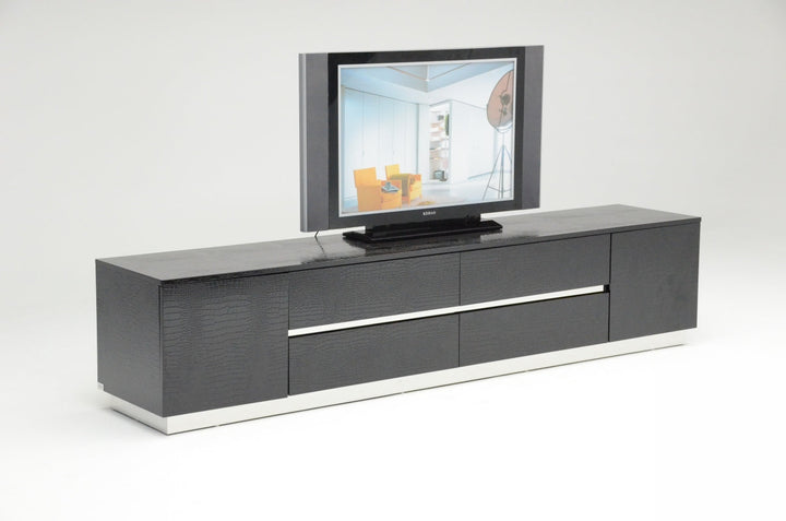 A&X Skyline Modern Black Crocodile Lacquer TV Unit - MONAVILLA