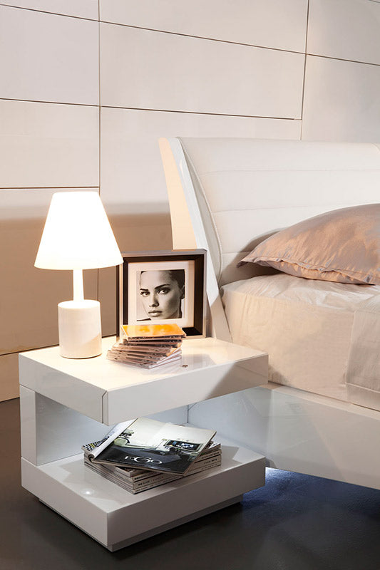 Modrest Esso Modern White Glossy Nightstand - MONAVILLA