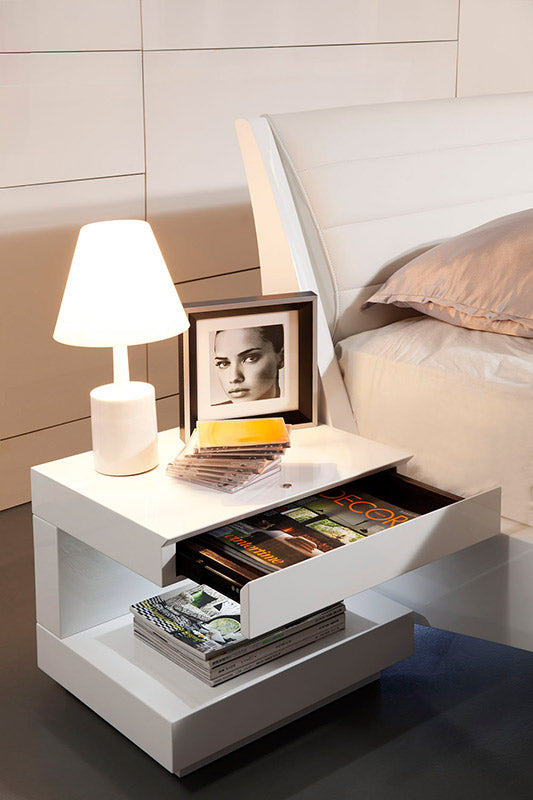 Modrest Esso Modern White Glossy Nightstand - MONAVILLA