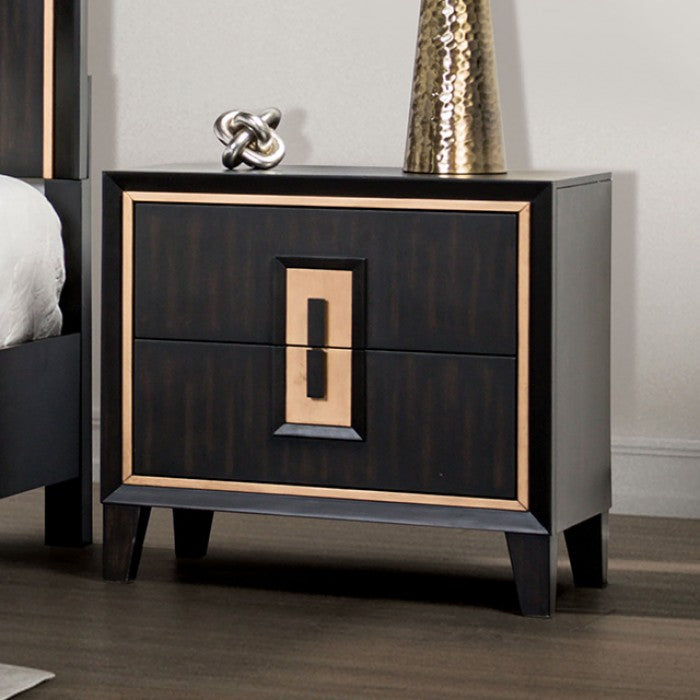 Furniture Of America Kenyada Espresso & Gold Nightstand Model FM7421ES-N - MONAVILLA