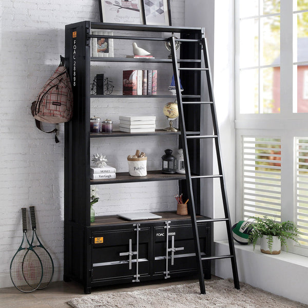 Furniture Of America Dipiloh Black/Distressed Dark Oak Industrial Bookcase Model FOA-AC379-PK - MONAVILLA