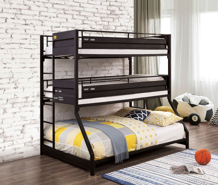 Furniture Of America Dicarlo Black Industrial Twin Twin Full Triple Decker Bunk Bed Model FOA-BK971BK-BED - MONAVILLA