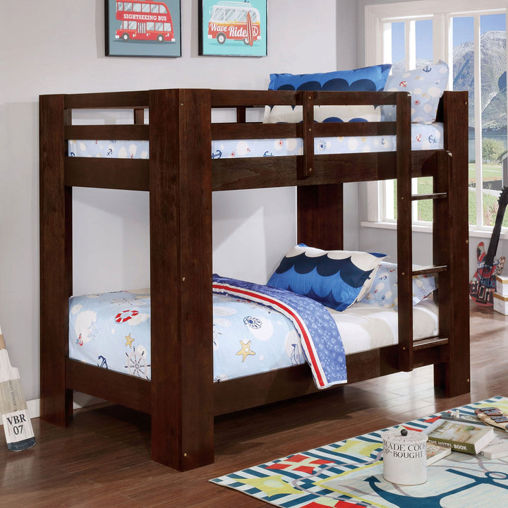 Furniture Of America Suzie Wire-Brushed Dark Walnut Transitional Twin Twin Bunk Bed Model FOA-BK972EX-BED - MONAVILLA