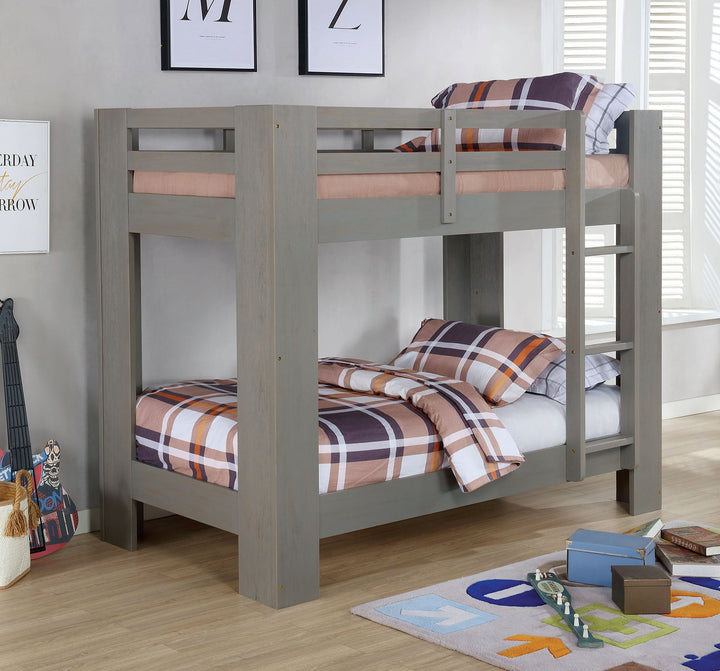 Furniture Of America Suzie Wire-Brushed Gray Transitional Twin Twin Bunk Bed Model FOA-BK972GY-BED - MONAVILLA