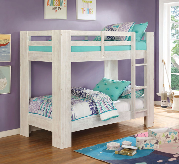 Furniture Of America Suzie Wire-Brushed White Transitional Twin Twin Bunk Bed Model FOA-BK972WH-BED - MONAVILLA