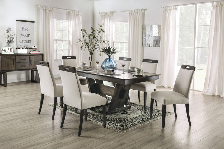 Furniture Of America Tamara Beige/Gray Transitional 7-Piece Dining Table Set Model FOA3005T-7PC - MONAVILLA