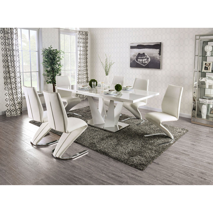 Furniture Of America Zain White/Chrome Contemporary 7-Piece Dining Table Set Model FOA3742T-7PC - MONAVILLA