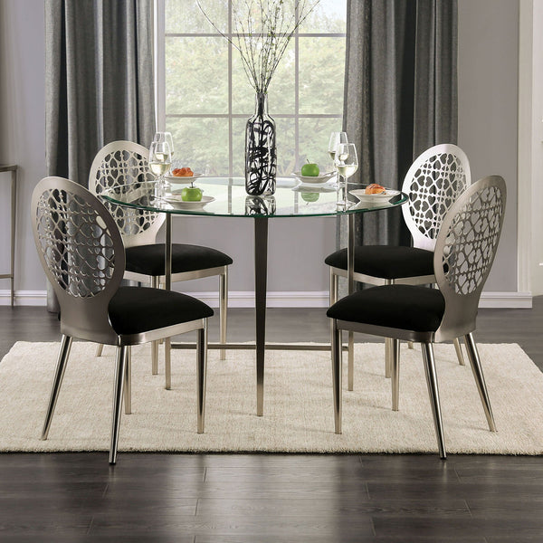 Furniture Of America Abner Silver Contemporary 5-Piece Dining Table Set Model FOA3743T-5PC - MONAVILLA