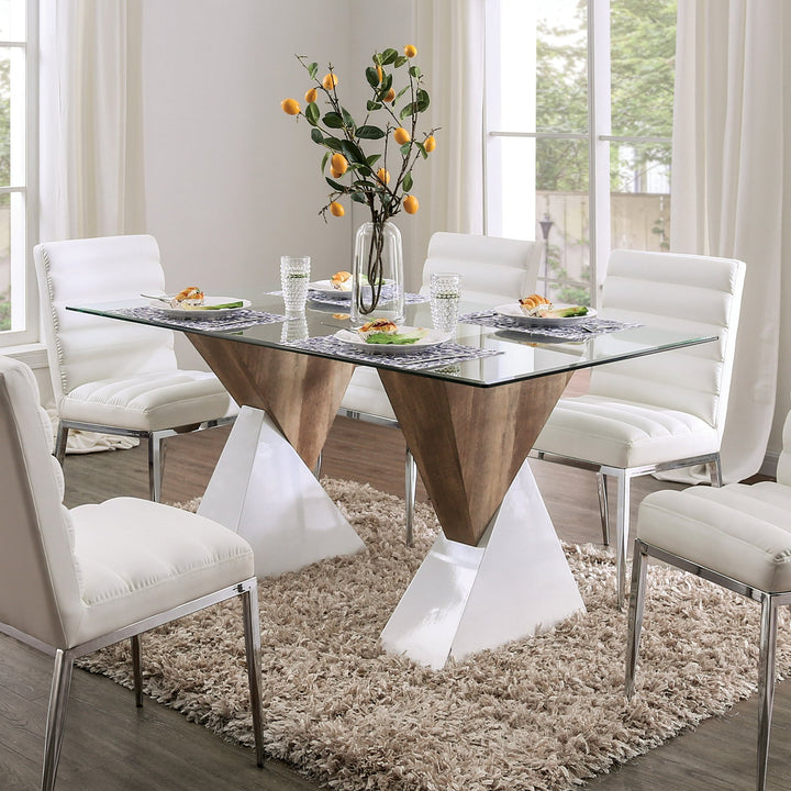 Furniture Of America Binjai White/Natural Tone Contemporary Dining Table Model FOA3747T-TABLE - MONAVILLA