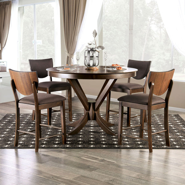 Furniture Of America Marina Walnut Transitional 5-Piece Dining Table Set Model FOA3787RPT-5PC - MONAVILLA