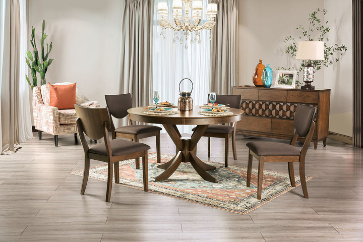 Furniture Of America Marina Walnut/Dark Chocolate Transitional 5-Piece Dining Table Set Model FOA3787RT-5PC - MONAVILLA