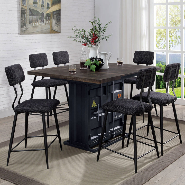 Furniture Of America Esdargo Black/Distressed Dark Oak Industrial Counter Height Table Model FOA3791PT-TABLE - MONAVILLA