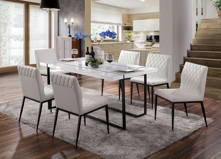 Furniture Of America Alisha White/Black Contemporary 7-Piece Dining Table Set Model FOA3799T-7PC - MONAVILLA