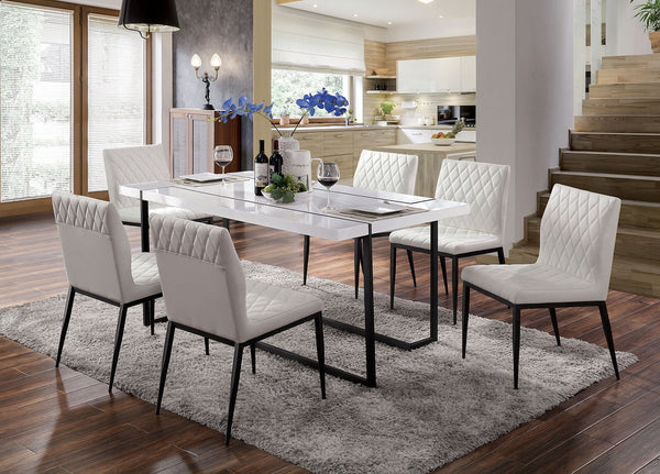 Furniture Of America Alisha White/Black Contemporary Dining Table Model FOA3799T-TABLE - MONAVILLA