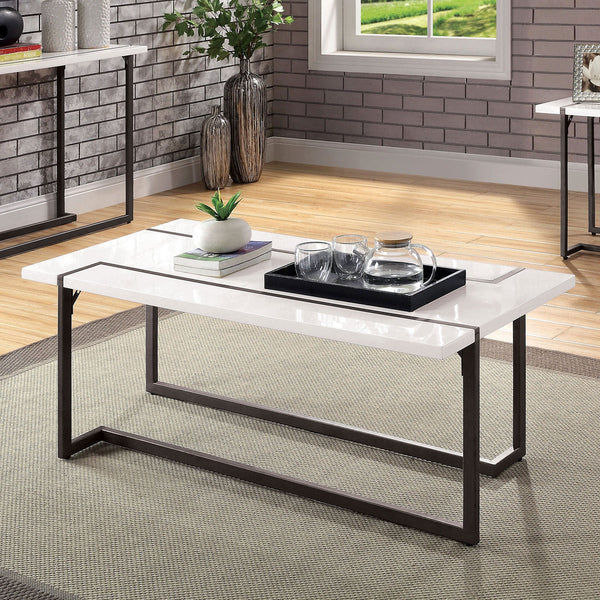 Furniture Of America Izar White/Gun Metal Contemporary Coffee Table Model FOA4799C-TABLE - MONAVILLA