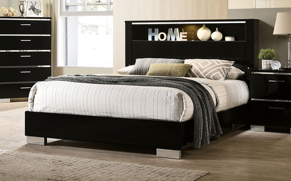 Furniture Of America Carlie Black/Chrome Contemporary Bed Model FOA7039 - MONAVILLA