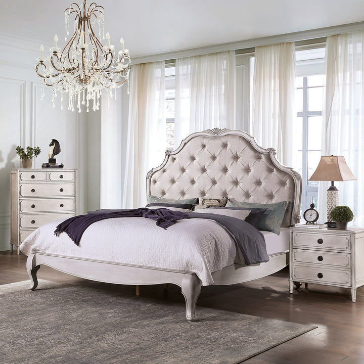 Furniture Of America Esther Antique White Traditional Eastern King Bed Model FOA7929EK-BED - MONAVILLA