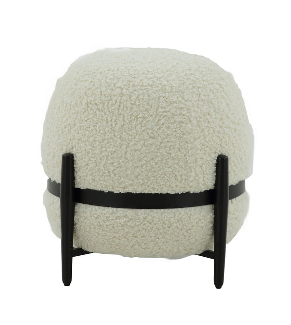 Divani Casa Fouston Contemporary White Sherpa Ottoman - MONAVILLA