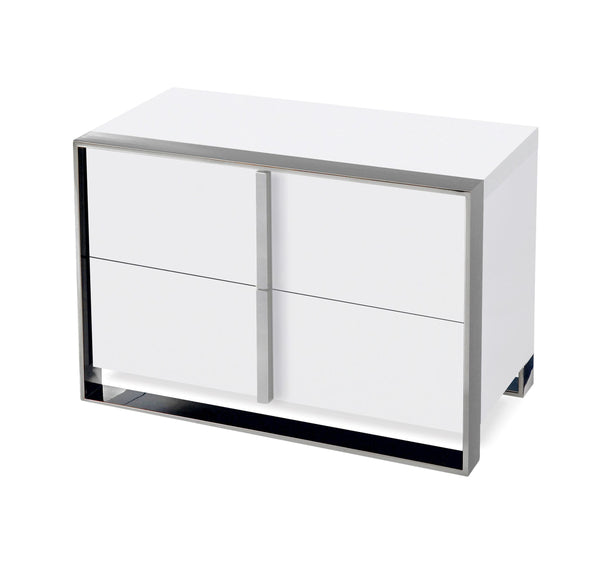 Nova Domus Francois Modern White & Stainless Steel Nightstand - MONAVILLA