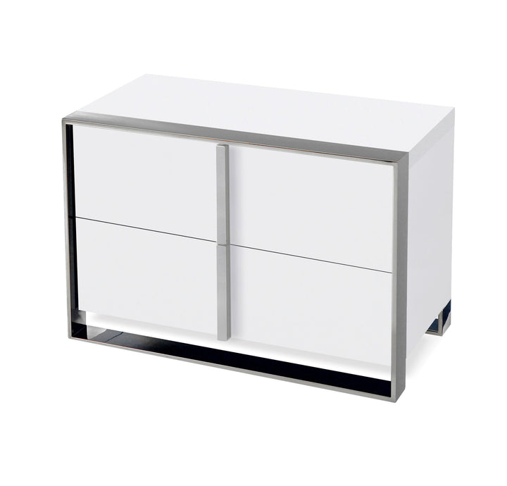 Nova Domus Francois Modern White & Stainless Steel Nightstand - MONAVILLA