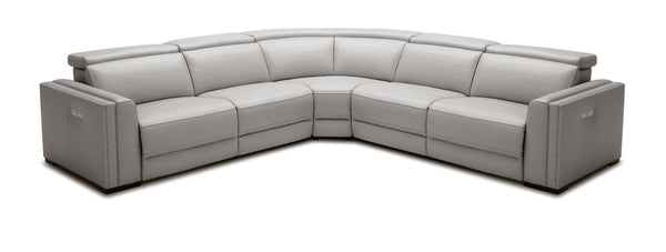 Modrest Frazier Modern Light Grey Leather Sectional Sofa with Recliners - MONAVILLA