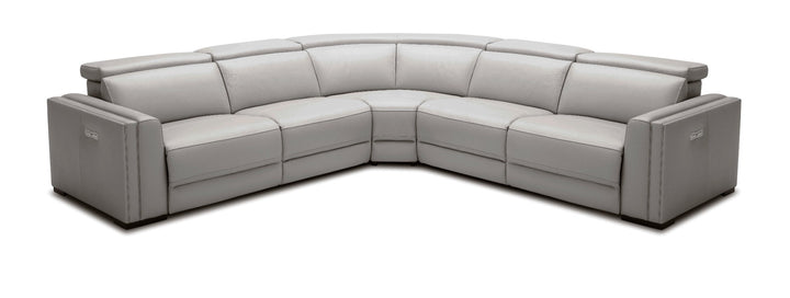 Modrest Frazier Modern Light Grey Leather Sectional Sofa with Recliners - MONAVILLA