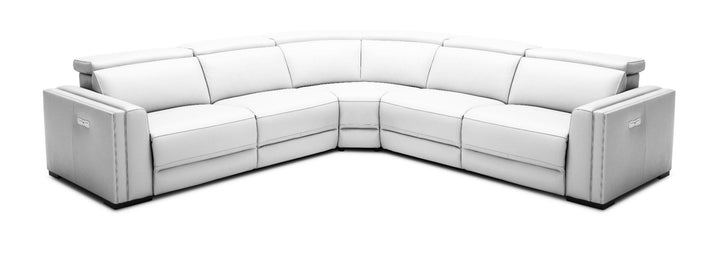 Modrest Frazier Modern White Leather Sectional Sofa with Recliners - MONAVILLA